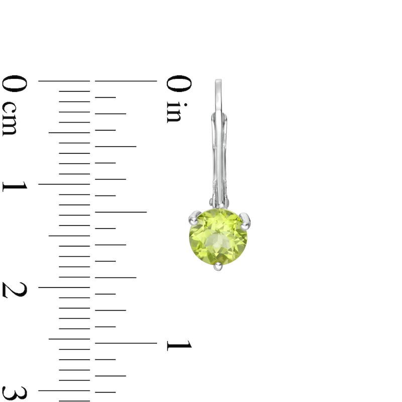 Main Image 3 of 6.0mm Peridot Solitaire Drop Earrings in 10K White Gold