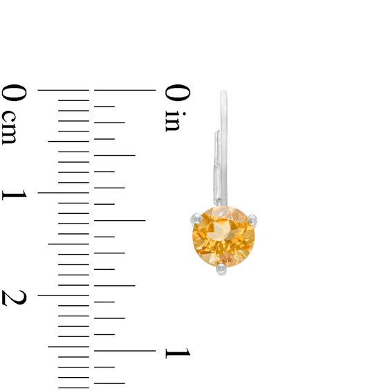 6.0mm Citrine Solitaire Drop Earrings in 10K White Gold