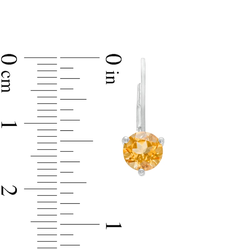 Main Image 3 of 6.0mm Citrine Solitaire Drop Earrings in 10K White Gold