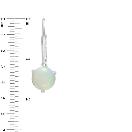6.0mm Opal Solitaire Drop Earrings in 10K White Gold