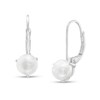 Thumbnail Image 1 of 6.0-6.5mm Button Freshwater Cultured Pearl Drop Earrings in 10K White Gold