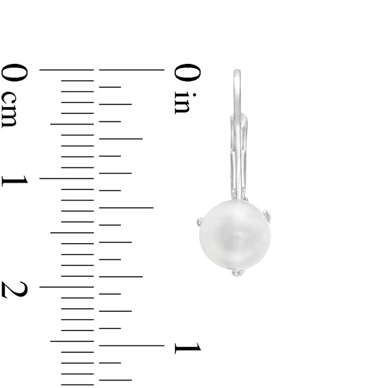 6.0-6.5mm Button Freshwater Cultured Pearl Drop Earrings in 10K White Gold