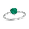 Thumbnail Image 0 of 6.0mm Emerald and 1/10 CT. T.W. Diamond Ring in 10K White Gold