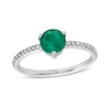 Thumbnail Image 1 of 6.0mm Emerald and 1/10 CT. T.W. Diamond Ring in 10K White Gold