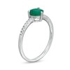Thumbnail Image 2 of 6.0mm Emerald and 1/10 CT. T.W. Diamond Ring in 10K White Gold