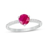 Thumbnail Image 1 of 6.0mm Ruby and 1/10 CT. T.W. Diamond Ring in 10K White Gold