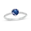 Thumbnail Image 1 of 6.0mm Blue Sapphire and 1/10 CT. T.W. Diamond Ring in 10K White Gold