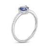 Thumbnail Image 3 of 6.0mm Blue Sapphire and 1/10 CT. T.W. Diamond Ring in 10K White Gold