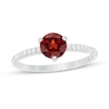 Thumbnail Image 1 of 6.0mm Garnet and 1/10 CT. T.W. Diamond Ring in 10K White Gold