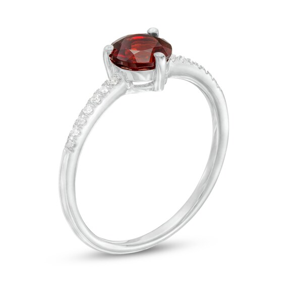 6.0mm Garnet and 1/10 CT. T.w. Diamond Ring in 10K White Gold