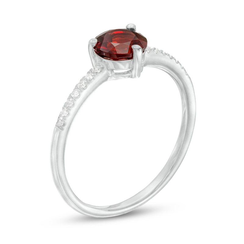 Main Image 3 of 6.0mm Garnet and 1/10 CT. T.W. Diamond Ring in 10K White Gold