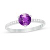 Thumbnail Image 1 of 6.0mm Amethyst and 1/10 CT. T.W. Diamond Ring in 10K White Gold