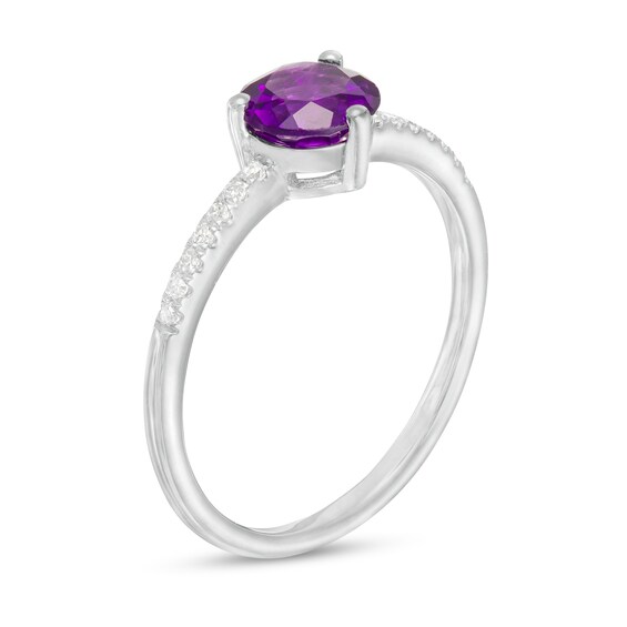 6.0mm Amethyst and 1/10 CT. T.w. Diamond Ring in 10K White Gold