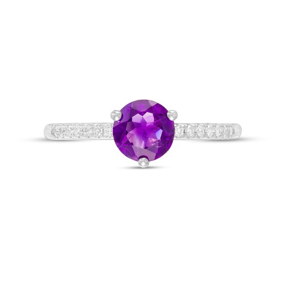 6.0mm Amethyst and 1/10 CT. T.w. Diamond Ring in 10K White Gold