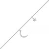 Thumbnail Image 0 of 1/15 CT. T.W. Diamond Crescent Moon and Star Anklet in Sterling Silver – 10"