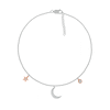 Thumbnail Image 1 of 1/20 CT. T.W. Diamond Crescent Moon and Star Anklet in Sterling Silver and 10K Rose Gold