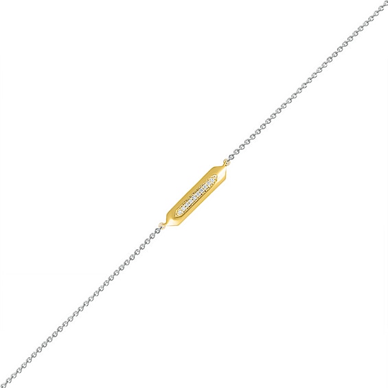 1/20 CT. T.w. Diamond Bar Anklet in Sterling Silver and 10K Gold â 10"