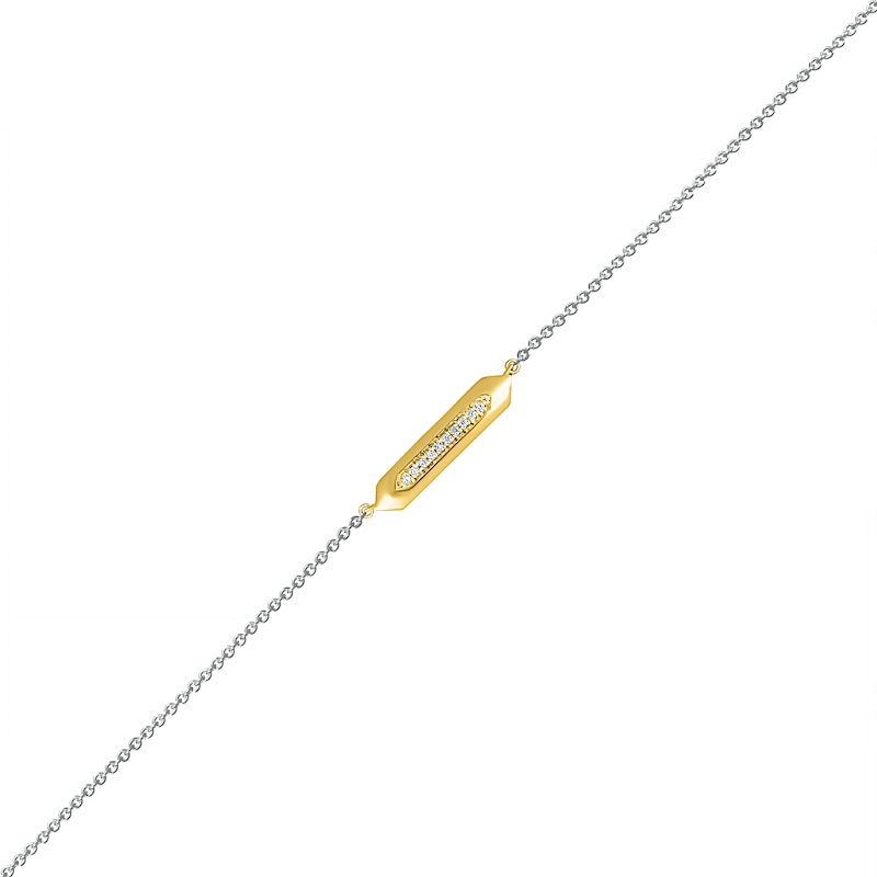 Main Image 1 of 1/20 CT. T.W. Diamond Bar Anklet in Sterling Silver and 10K Gold – 10"