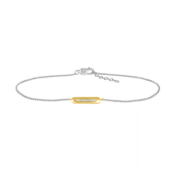 1/20 CT. T.w. Diamond Bar Anklet in Sterling Silver and 10K Gold â 10"