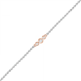 1/15 CT. T.W. Diamond Circle Trio Anklet in Sterling Silver and 10K Rose Gold – 10"