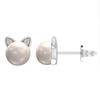 Thumbnail Image 2 of 6.0mm Freshwater Cultured Pearl and Diamond Accent Cat Head Stud Earrings in Sterling Silver