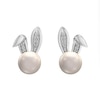 Thumbnail Image 1 of 6.0mm Freshwater Cultured Pearl and Diamond Accent Bunny Head Stud Earrings in Sterling Silver
