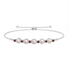 Thumbnail Image 0 of Cultured Freshwater Pearl, Lab-Created Ruby and Diamond Accent Bead Frame Bolo Bracelet in Sterling Silver - 9.5"