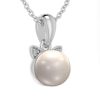 Thumbnail Image 1 of 7.0mm Cultured Freshwater Pearl and Diamond Accent Cat Head Drop Pendant in Sterling Silver