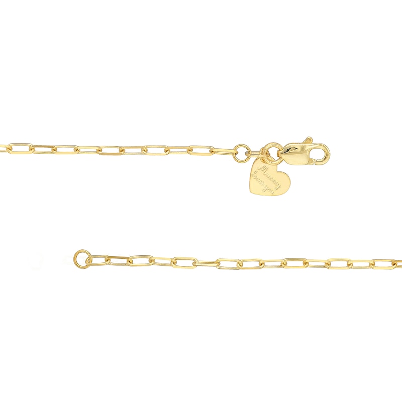 Child's Diamond-Cut Heart and Paper Clip Link Bracelet in 14K Gold - 6"