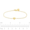 Thumbnail Image 2 of Child's Diamond-Cut Heart and Paper Clip Link Bracelet in 14K Gold - 6"