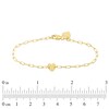 Thumbnail Image 2 of Child's Diamond-Cut Heart and Paper Clip Link Bracelet in 14K Gold - 6"