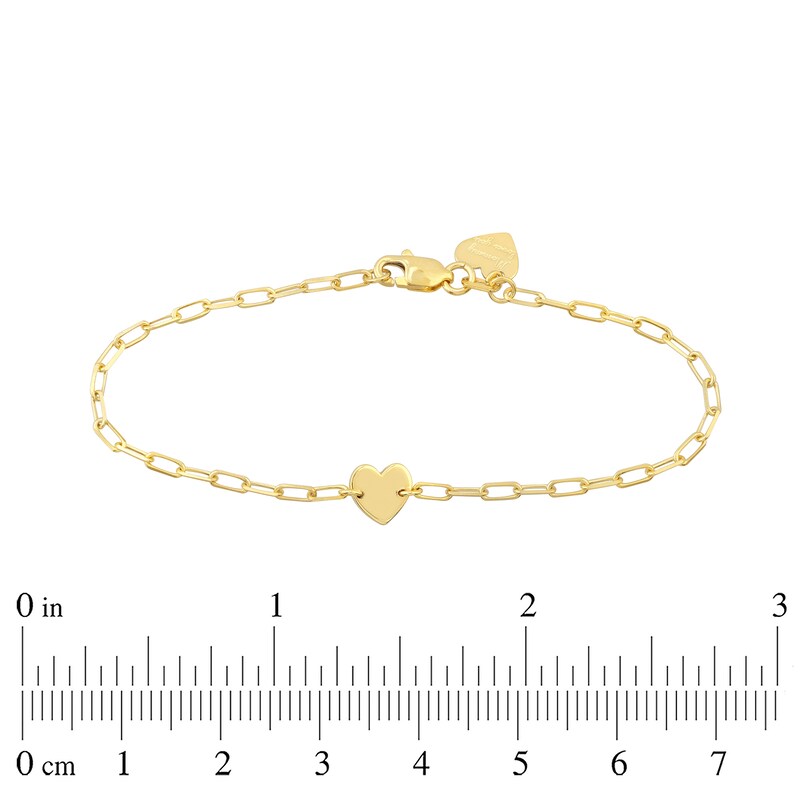 Main Image 3 of Child's Diamond-Cut Heart and Paper Clip Link Bracelet in 14K Gold - 6"