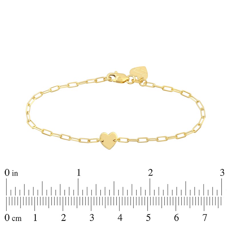 Child's Diamond-Cut Heart and Paper Clip Link Bracelet in 14K Gold - 6"