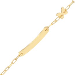 Child's ID with Offset Diamond-Cut Butterfly and Paper Clip Link Bracelet in 14K Gold - 6&quot;