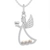 Thumbnail Image 1 of Freshwater Cultured Pearl and 1/20 CT. T.W. Diamond Etched &quot;Love&quot; Heart Guardian Angel Pendant in Sterling Silver