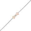 Thumbnail Image 1 of Diamond Accent Solitaire Double Heart Anklet in Sterling Silver and 10K Rose Gold – 10"