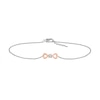 Thumbnail Image 1 of Diamond Accent Solitaire Double Heart Anklet in Sterling Silver and 10K Rose Gold – 10"