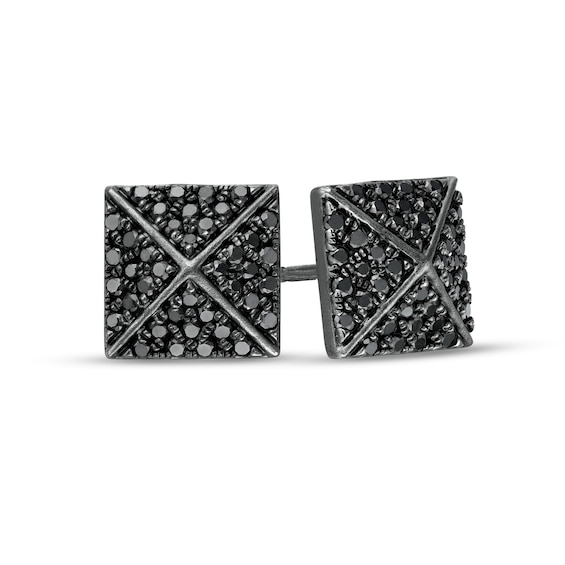 Vera Wang Men's 1/2 CT. T.w. Black Enhanced Diamond Square Pyramid Stud Earrings in Sterling Silver with Black Rhodium