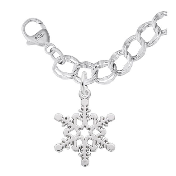 Rembrandt Charms® Snowflake Double Row Link Chain Bracelet in Sterling Silver - 7.0"
