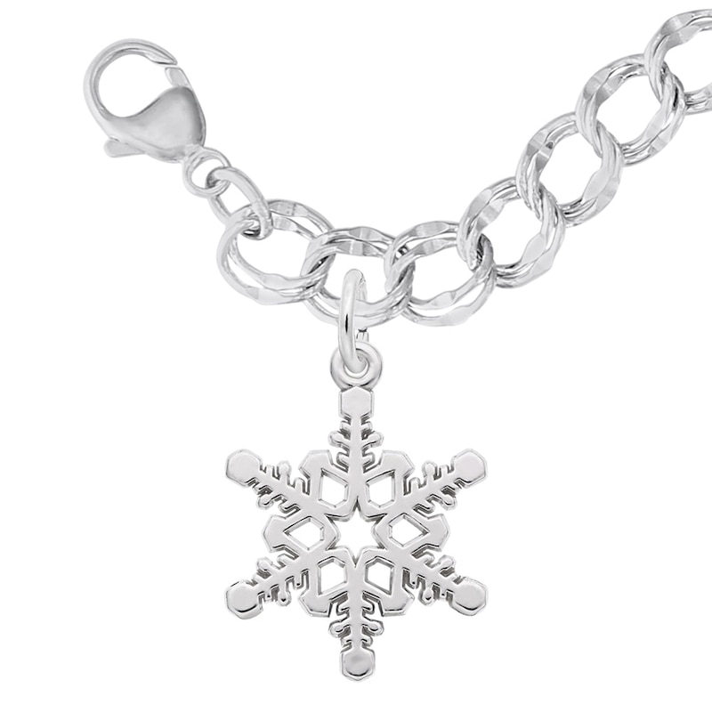 Main Image 1 of Rembrandt Charms® Snowflake Double Row Link Chain Bracelet in Sterling Silver - 7.0"