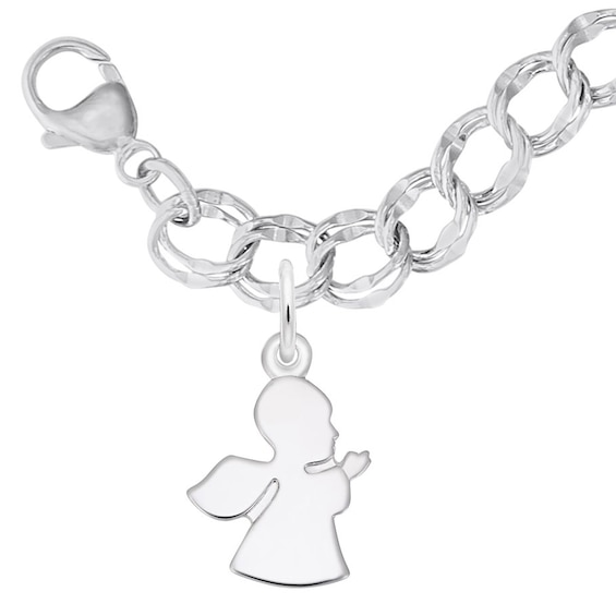 Rembrandt CharmsÂ® Angel Silhouette Double Row Link Chain Bracelet in Sterling Silver - 7.0"