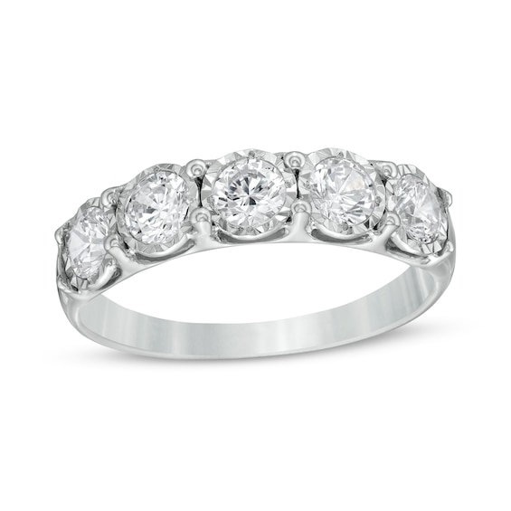 1 CT. T.w. Diamond Five Stone Anniversary Band in 10K White Gold