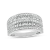 Thumbnail Image 1 of 1/2 CT. T.W. Baguette and Round Diamond Vintage-Style Multi-Row Anniversary Band in 10K White Gold