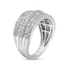 Thumbnail Image 3 of 1/2 CT. T.W. Baguette and Round Diamond Vintage-Style Multi-Row Anniversary Band in 10K White Gold