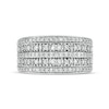 Thumbnail Image 4 of 1/2 CT. T.W. Baguette and Round Diamond Vintage-Style Multi-Row Anniversary Band in 10K White Gold