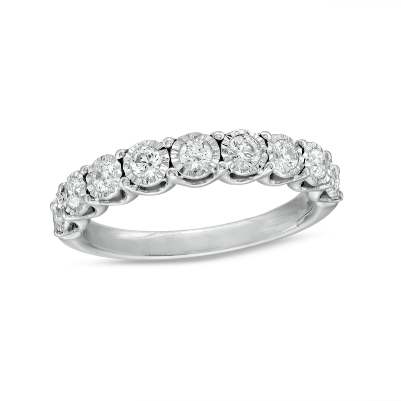 Main Image 1 of 1/2 CT. T.W. Diamond Nine Stone Anniversary Band in 10K White Gold