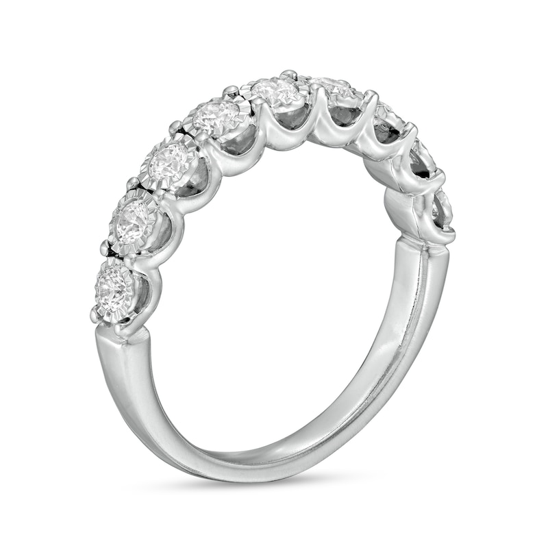 Main Image 3 of 1/2 CT. T.W. Diamond Nine Stone Anniversary Band in 10K White Gold