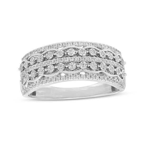 1/4 CT. T.w. Diamond Vintage-Style Multi-Row Anniversary Band in 10K White Gold
