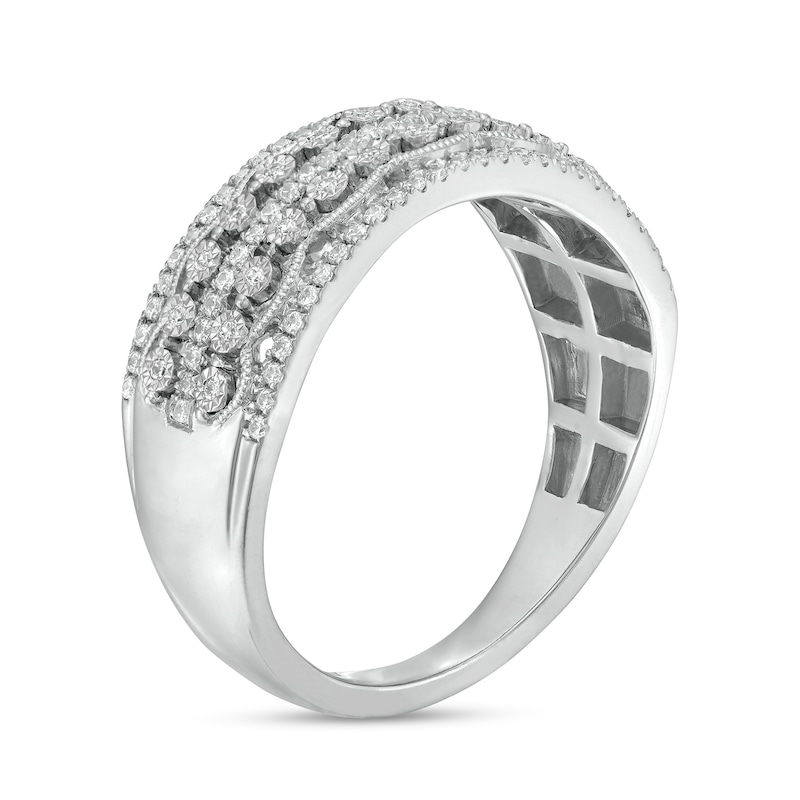 Main Image 3 of 1/4 CT. T.W. Diamond Vintage-Style Multi-Row Anniversary Band in 10K White Gold