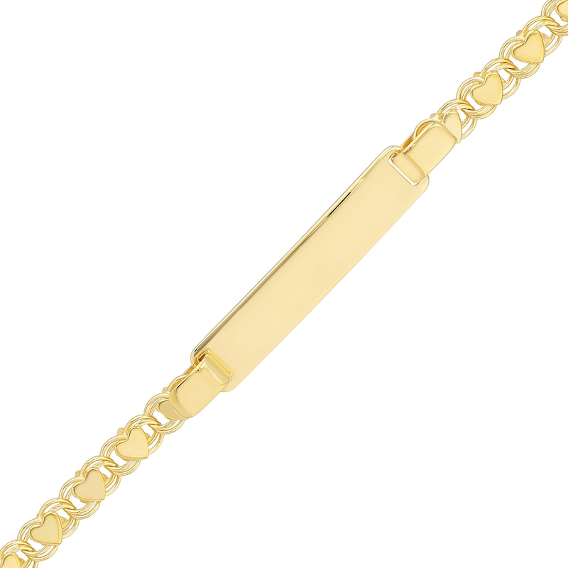 Child's ID and Mirror Heart Link Bracelet in 14K Gold - 6